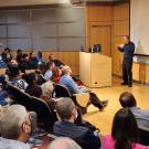 Jack Szostak at the Weaver Endowed Lecture; Photo by Ernie Hoftyzer